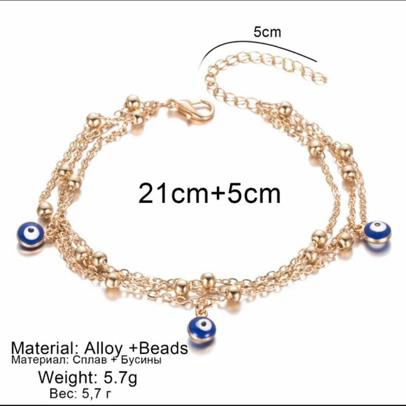 Chain With Evil Eye Charm Anklet/Bracelet - Picture 5 of 5